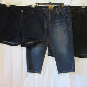 3 PAIR WOMENS DENIM SHORTS AND CAPRIS